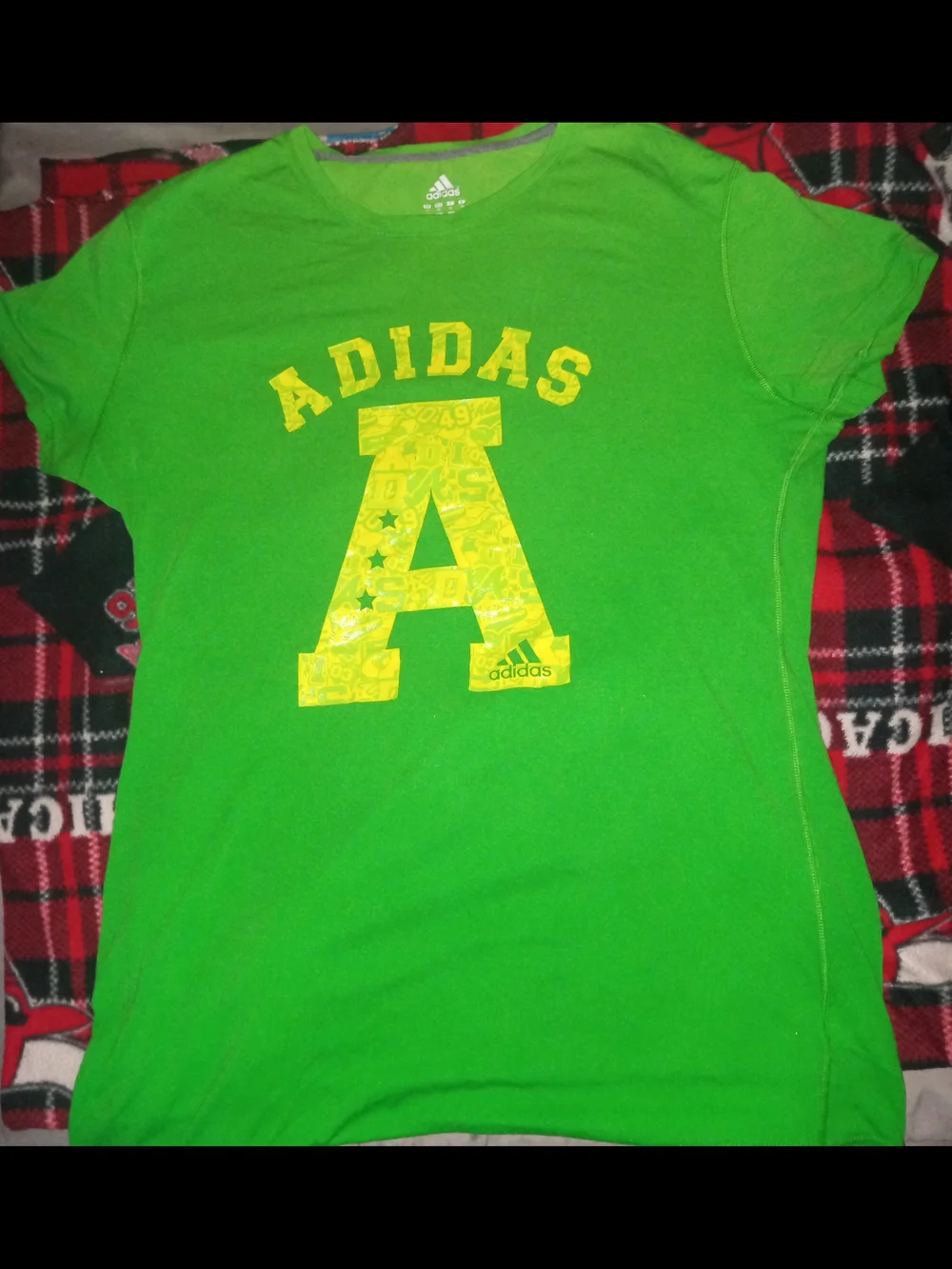 adidas Bright Green Short Sleeve Tee with Yellow Graphic A